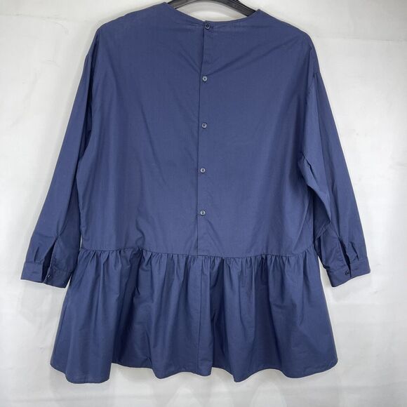 Zara Tops - ZARA Basic Collection Top Womens Small Navy Peplum Loose Botton